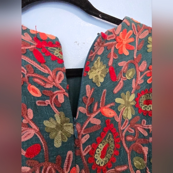 Adelyn Rae x Anthropologie Needlepoint Garden Dress Green Size 6 - Picture 9 of 14